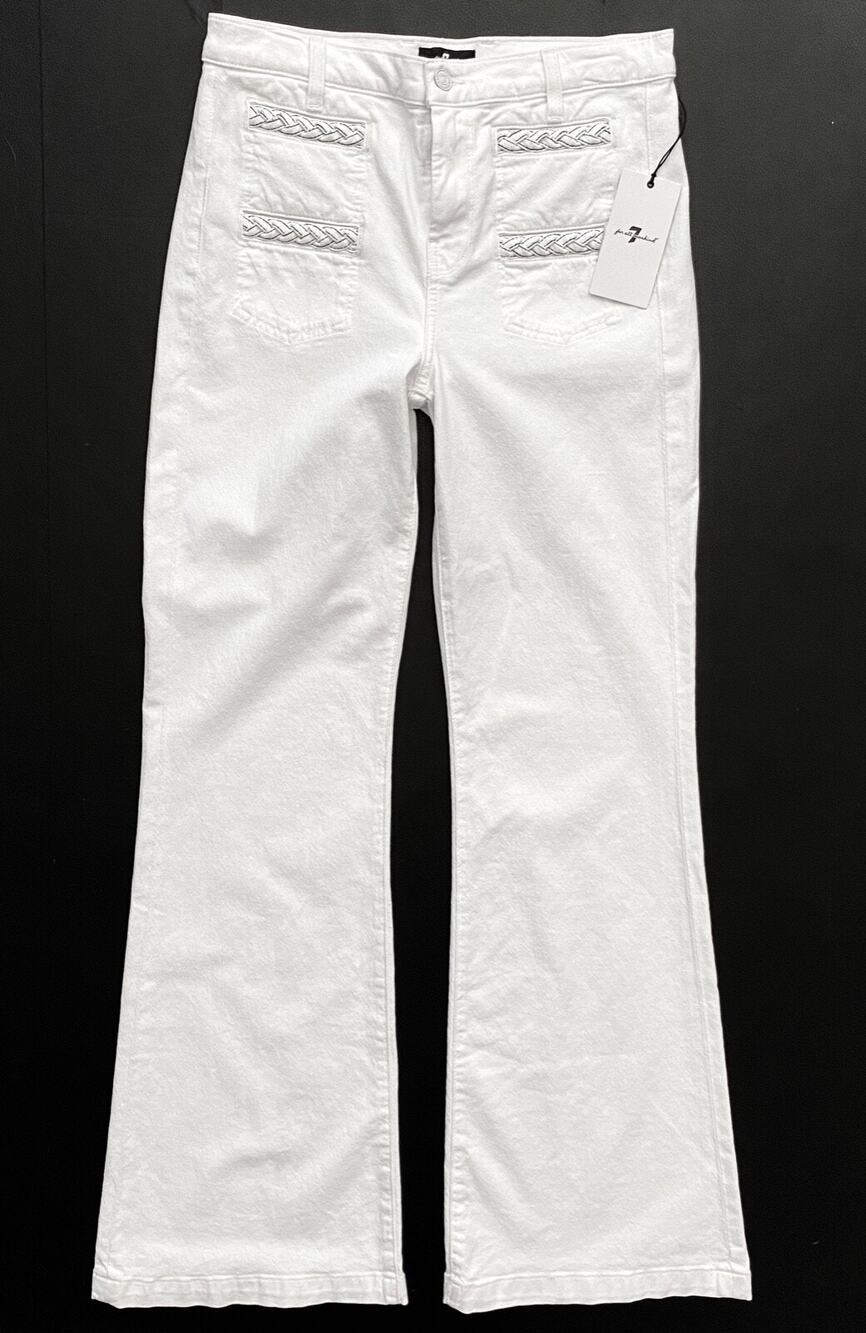 7 Seven for All Mankind Nwt White Georgia Braided Welt Prince Street Jeans 32